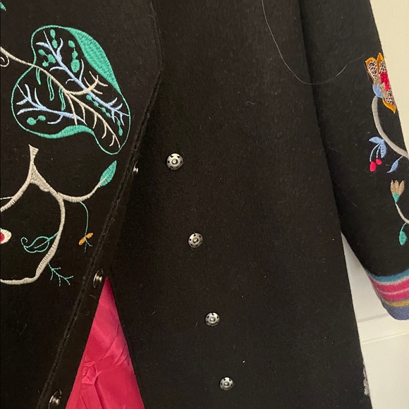 IVKO Black Wool Embroidered Hooded Coat.  Size 40. - Picture 5 of 15